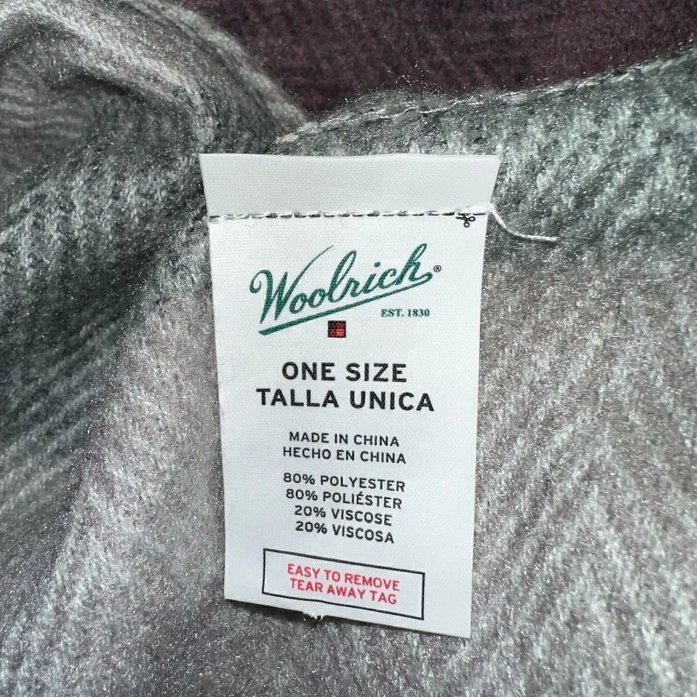 Woolrich Womens OS Purple & Gray Cozy‎ Blanket Duster Sweater Wrap Fringe Trim